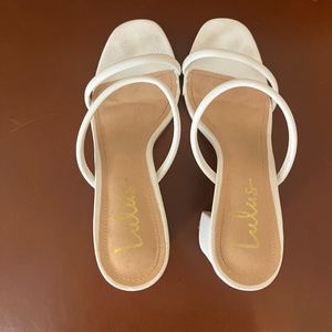 Lulus Block Heel Sandals. color white. Size 10. Excellent condition